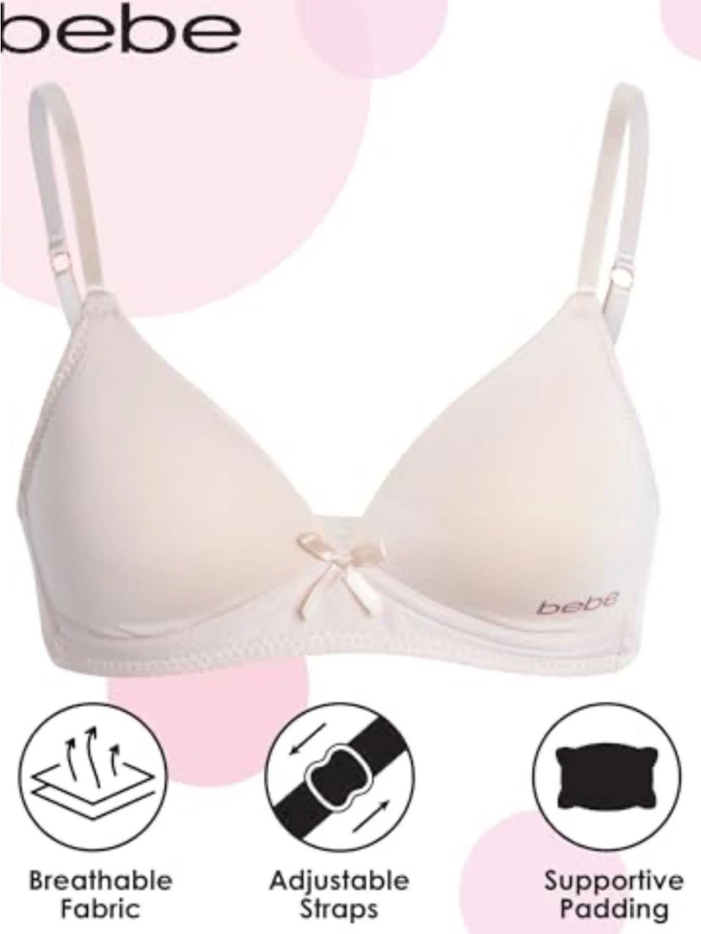 bebe Girls SZ.32B wireless training bra Light Pink BEBE